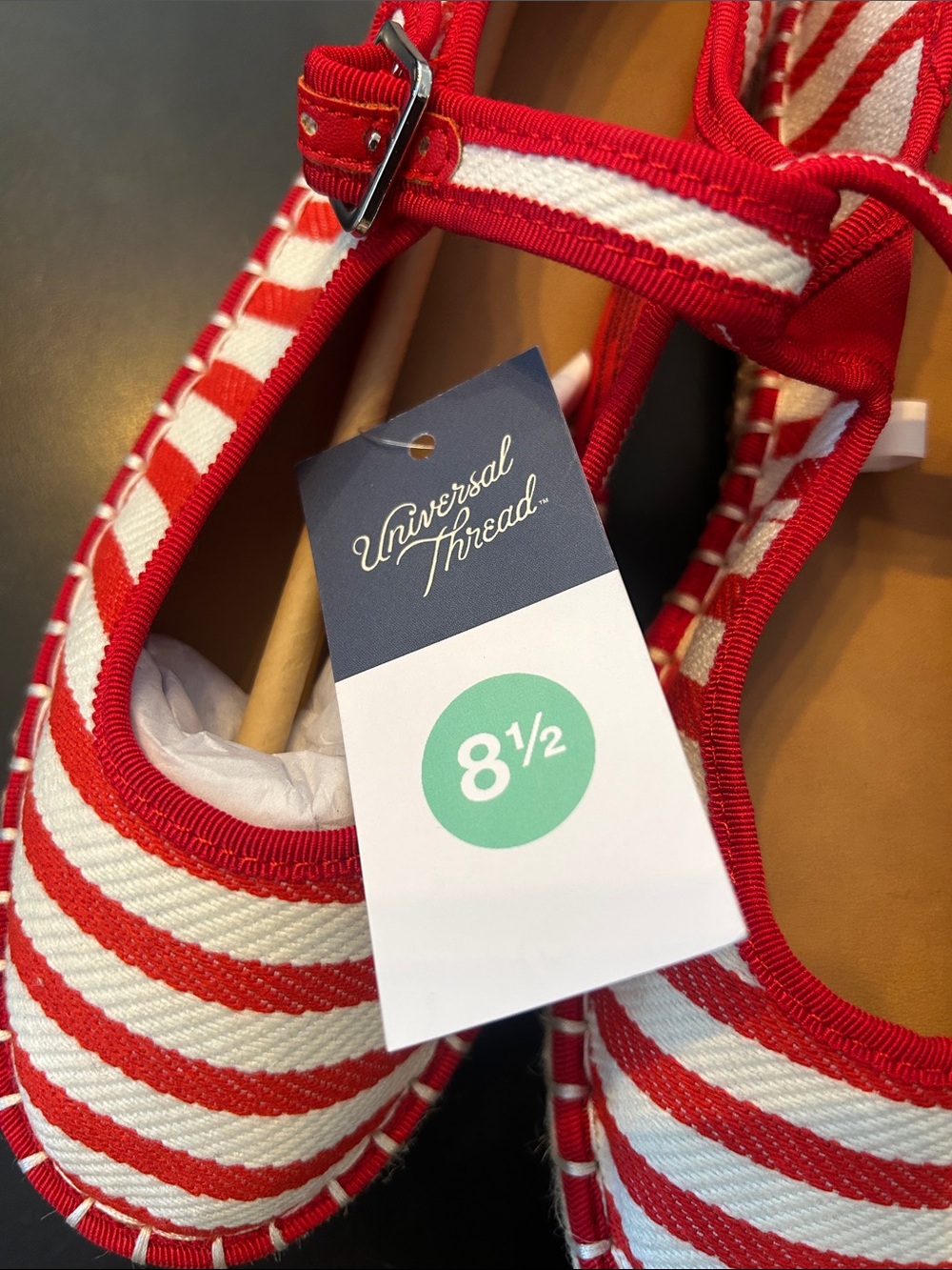 Target Red and White Striped Mary Jane Shoes - Picture 3 of 6